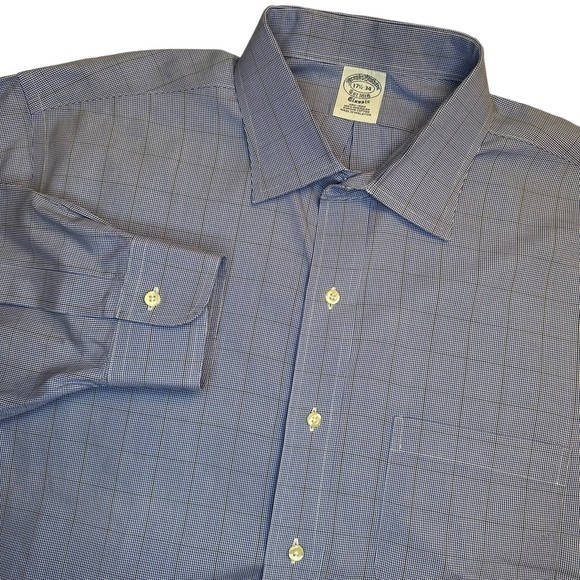 Brooks Brothers Classic Fit Shirt Mens 17.5-34 Blue Stripe Non Iron L/S Button